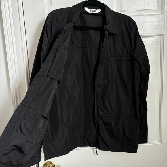 RAINS Kano Jacket Black Zip Utility Chore Coat Pockets Lightweight Windbreaker S - Picture 5 of 13
